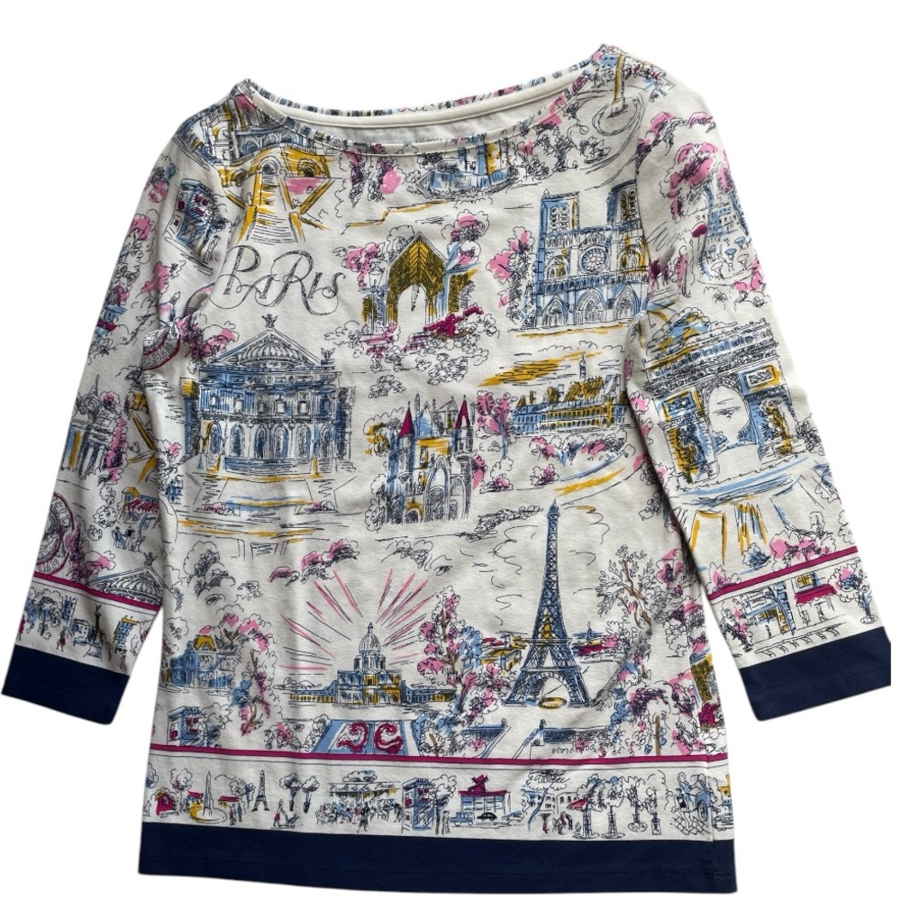 3/$18 Talbots Tee Three quarter Sleeve Paris Print